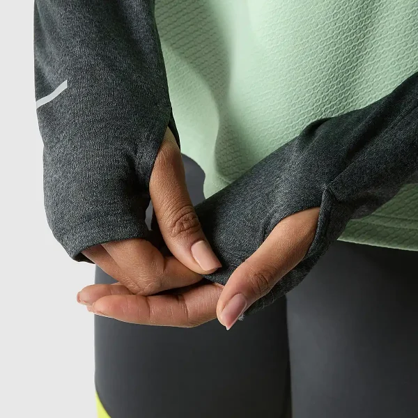 THE NORTH FACE - פליס ריצה 1/4 רוכסן נשים RUN – TA7SXLOUR – misty-sage-asphalt-grey-heather – 8