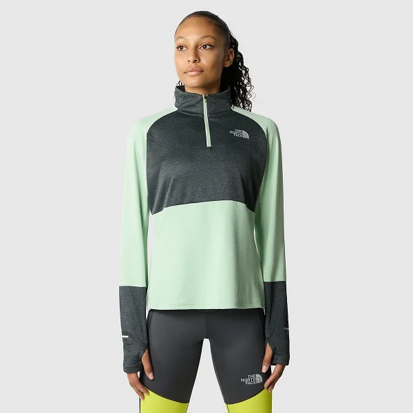 THE NORTH FACE - פליס ריצה 1/4 רוכסן נשים RUN – TA7SXLOUR – misty-sage-asphalt-grey-heather – 1