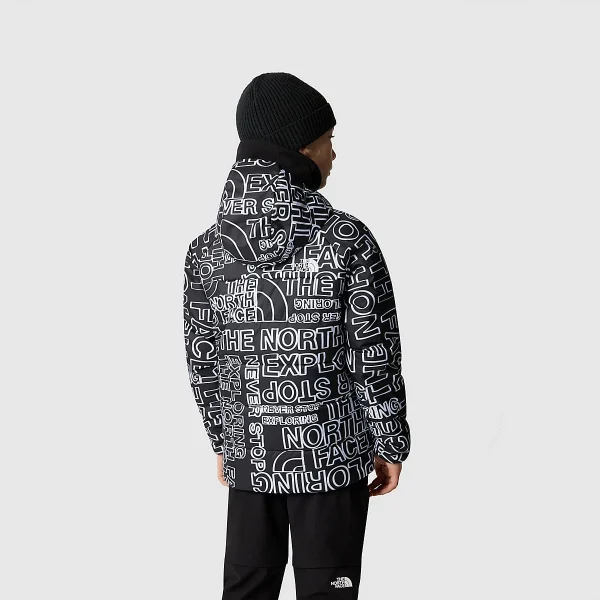 THE NORTH FACE - מעיל בנים מתהפך PERRITO – TA82DAOVX – tnf-black-tnf-marker-logo-print-tnf-black – 2