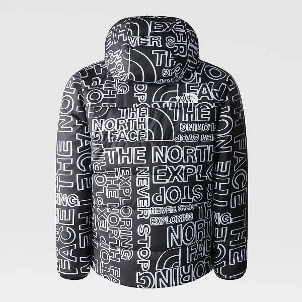 THE NORTH FACE - מעיל בנים מתהפך PERRITO – TA82DAOVX – tnf-black-tnf-marker-logo-print-tnf-black – 4