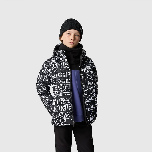 THE NORTH FACE - מעיל בנים מתהפך PERRITO – TA82DAOVX – tnf-black-tnf-marker-logo-print-tnf-black – 5