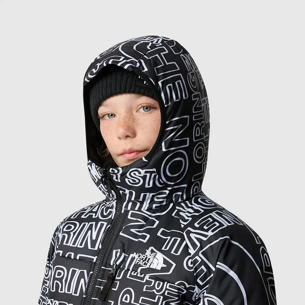 THE NORTH FACE - מעיל בנים מתהפך PERRITO – TA82DAOVX – tnf-black-tnf-marker-logo-print-tnf-black – 6