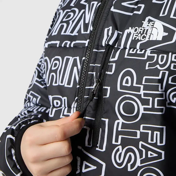 THE NORTH FACE - מעיל בנים מתהפך PERRITO – TA82DAOVX – tnf-black-tnf-marker-logo-print-tnf-black – 7