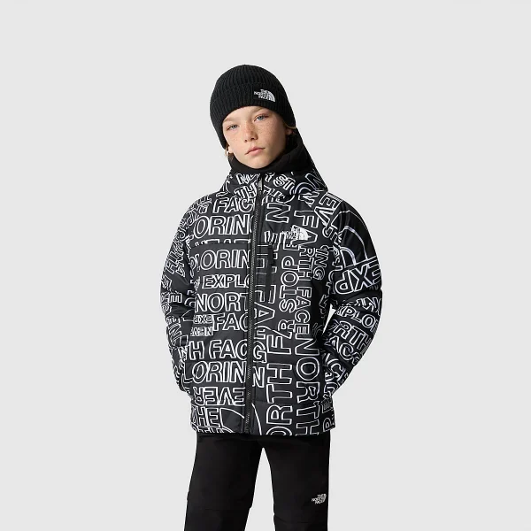 THE NORTH FACE - מעיל בנים מתהפך PERRITO – TA82DAOVX – tnf-black-tnf-marker-logo-print-tnf-black – 1