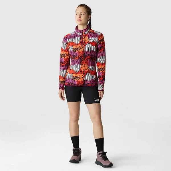THE NORTH FACE - פליס נשים 1/4 רוכסן 100 GLACIER PRINTED – TA8591OOO – fiery-red-abstract-yosemite-print – 1