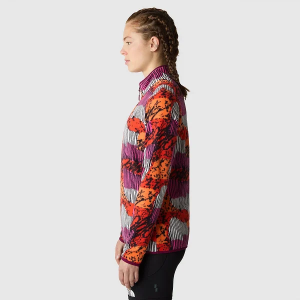 THE NORTH FACE - פליס נשים 1/4 רוכסן 100 GLACIER PRINTED – TA8591OOO – fiery-red-abstract-yosemite-print – 3