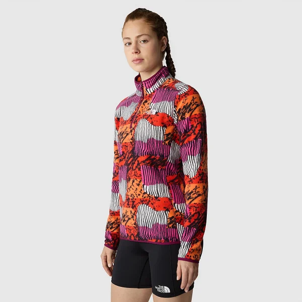 THE NORTH FACE - פליס נשים 1/4 רוכסן 100 GLACIER PRINTED – TA8591OOO – fiery-red-abstract-yosemite-print – 1