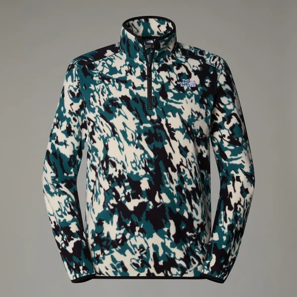 THE NORTH FACE - פליס רבע רוכסן גברים 100 GLACIER PRINTED – TA858Z65S – deep-nori-trail-grid-print – 1