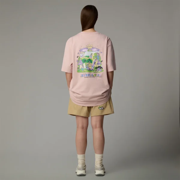 THE NORTH FACE - חולצת טי קצרה יוניסקס UNISEX MOUNTAIN CLEANUP OVERSIZED – TA8C4DLK6 – pink-moss – 2