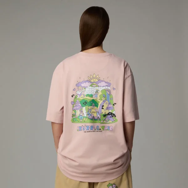 THE NORTH FACE - חולצת טי קצרה יוניסקס UNISEX MOUNTAIN CLEANUP OVERSIZED – TA8C4DLK6 – pink-moss – 1