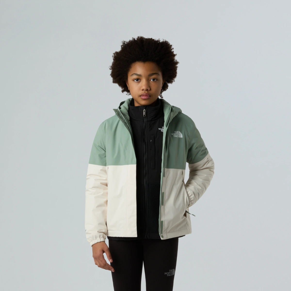 THE NORTH FACE - מעיל מחמם ועמיד במים לילדות WARM ANTORA – TA873RDI4 – slate-moss-white-dune – 3