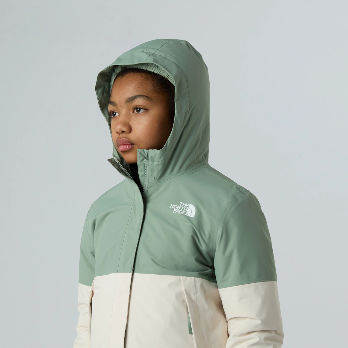 THE NORTH FACE - מעיל מחמם ועמיד במים לילדות WARM ANTORA – TA873RDI4 – slate-moss-white-dune – 4