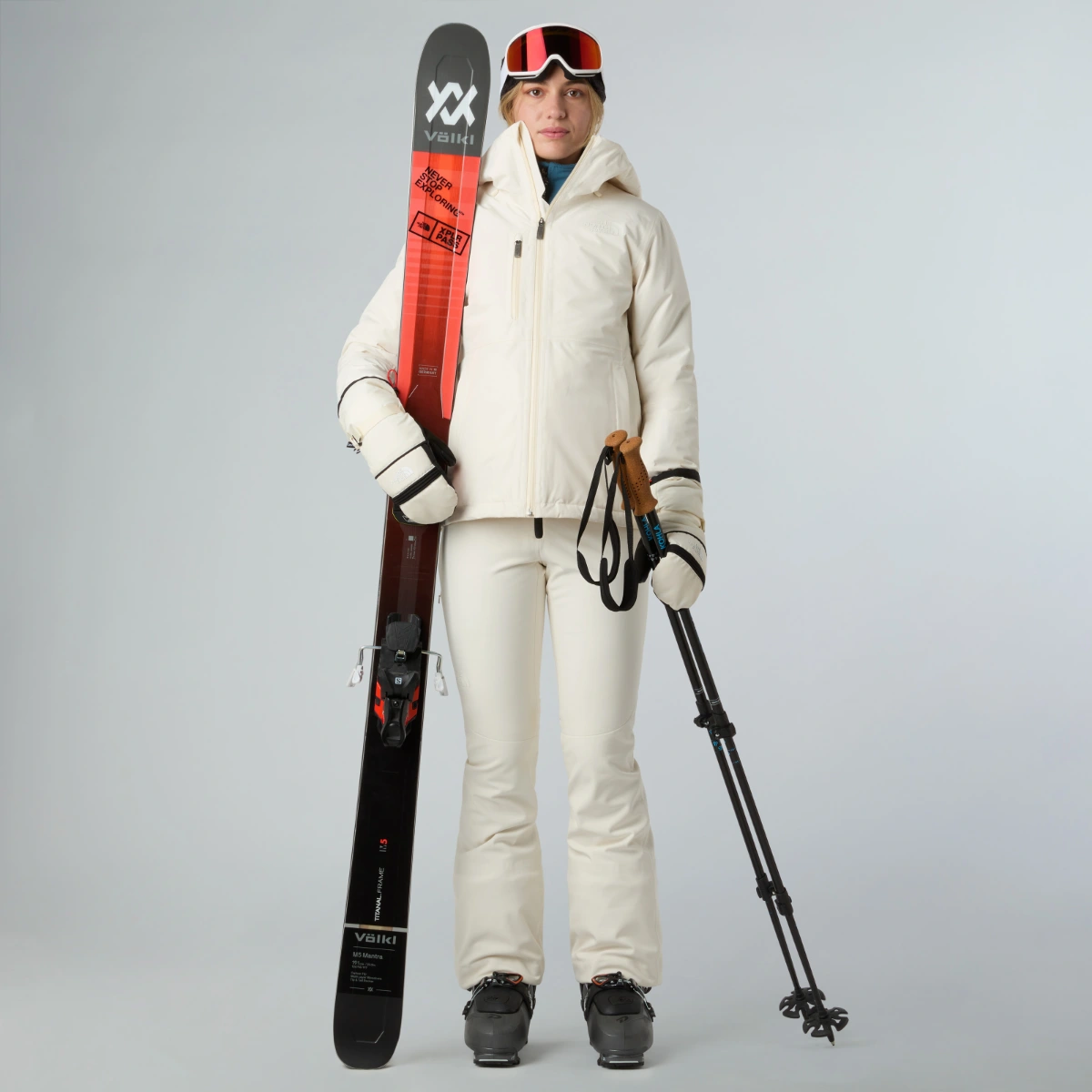 THE NORTH FACE - מכנסי סקי וסנובורד נשים SNOGA SKI – TA87X33IE – white-dune-white-dune-2 – 4