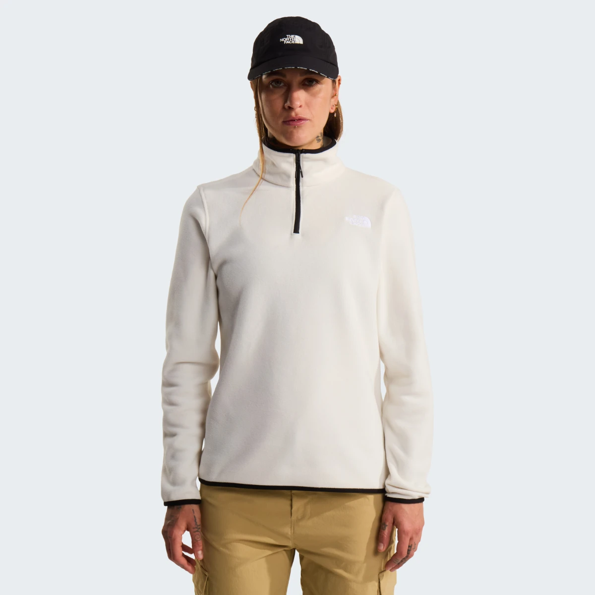 THE NORTH FACE - פליס נשים רבע רוכסן GLACIER 1/4 ZIP – TA8D2JQLI – white-dune – 1
